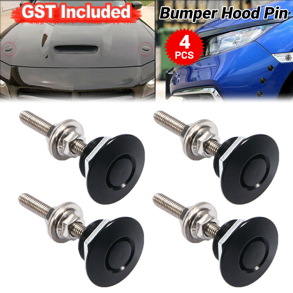 4pcs Black Aluminum Push Button Quick Release Bumper Hood Pin Bonnet Lock Latch