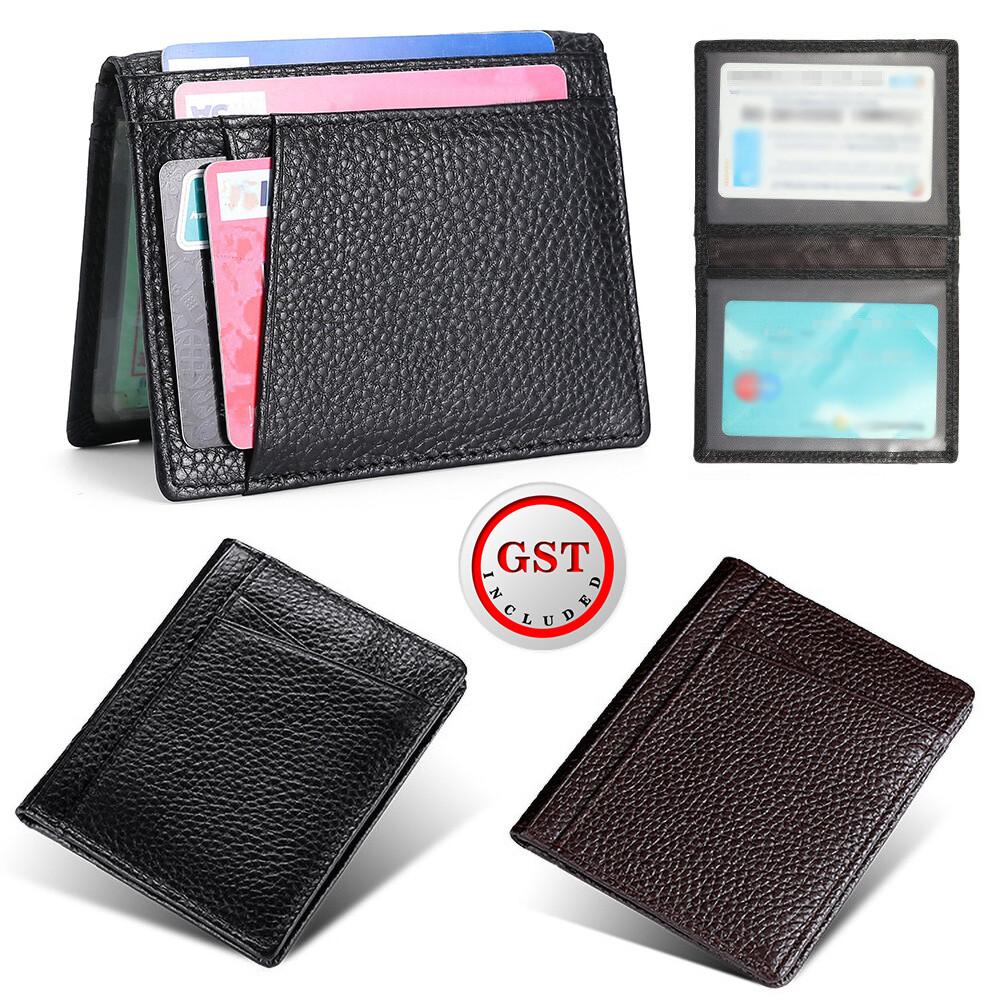 Men Leather Credit Card Holder RFID Blocking Slim Wallet Money Purse Protector