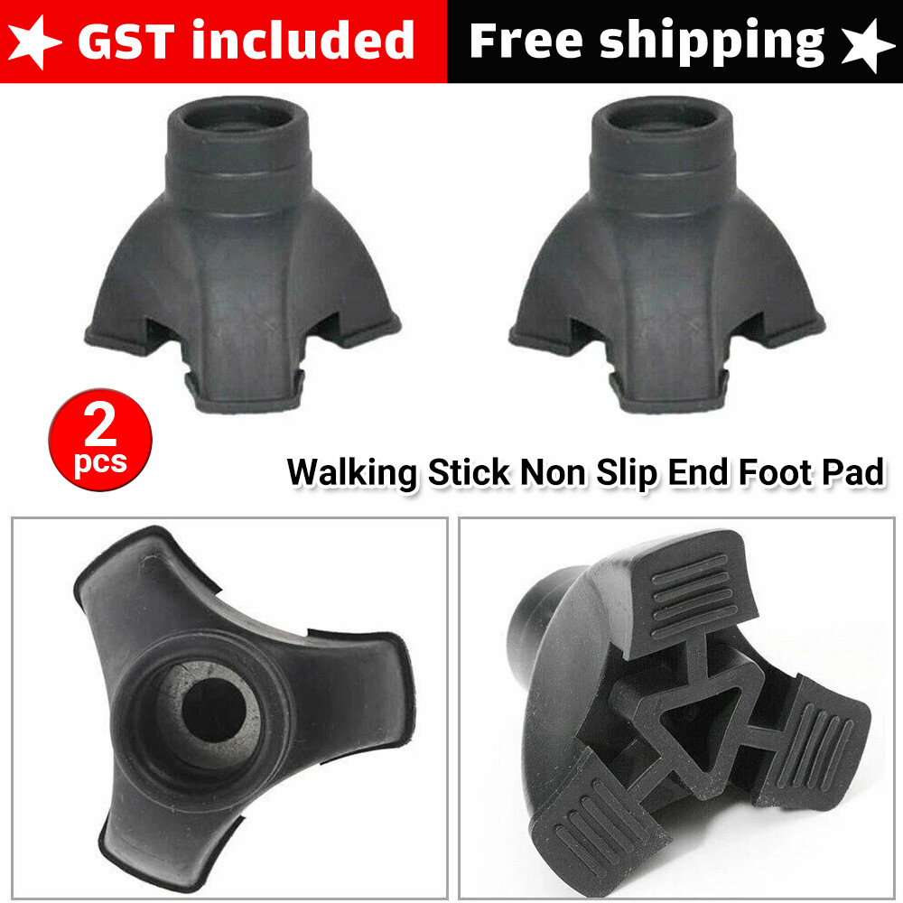 Walking Stick End Tripod Cane Tip Self Standing Rubber Non Slip End Foot Pad