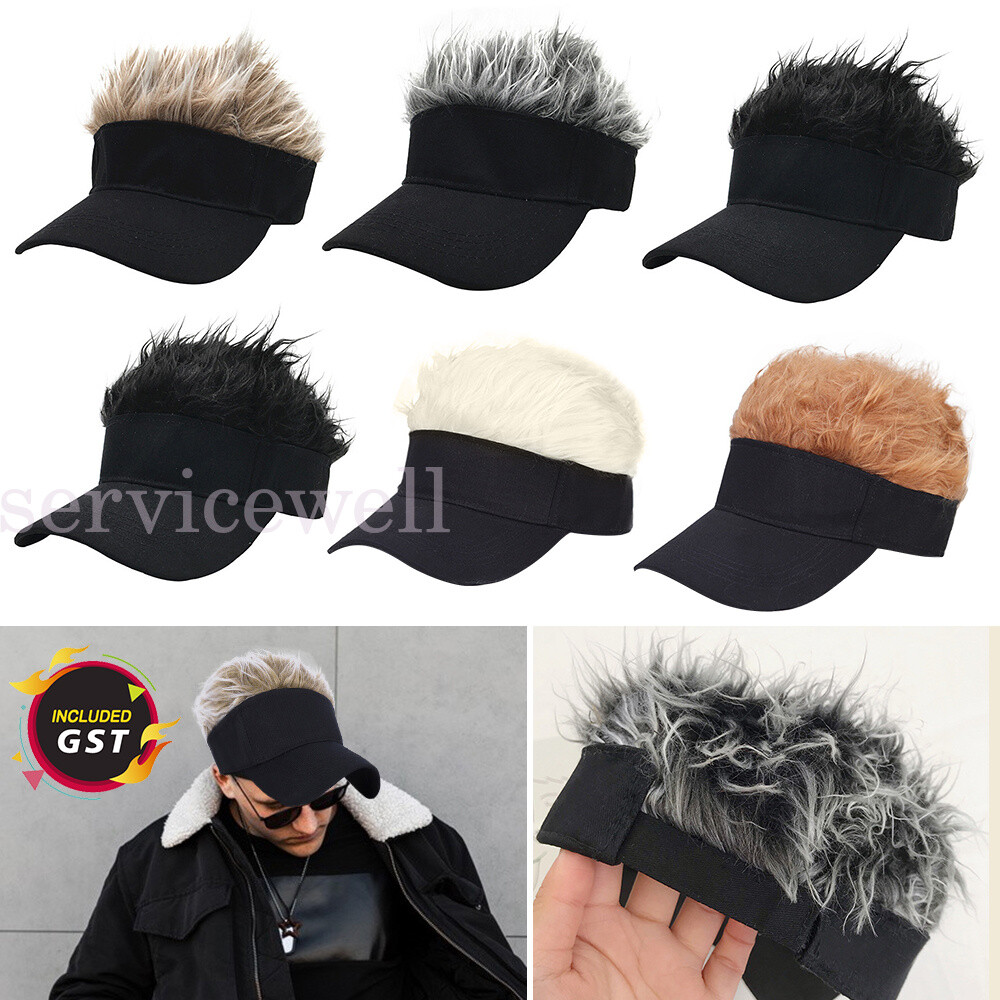 Wig Golf Baseball Cap with Fake Hair Cap Sun Visor Whimsy Fun Toupee Men Hats