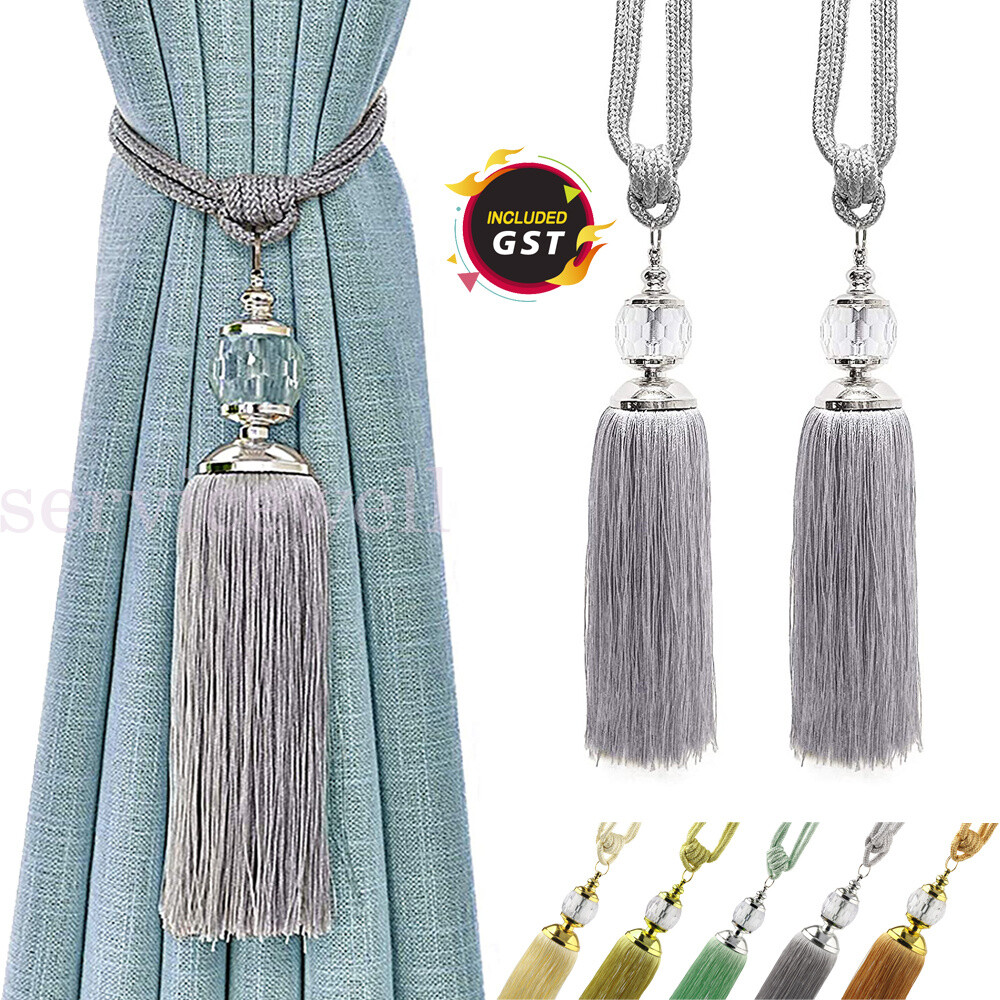 Curtain Holdbacks Rope Tie Backs Tassel Tieback Beaded Home Decor up to 4 Pairs