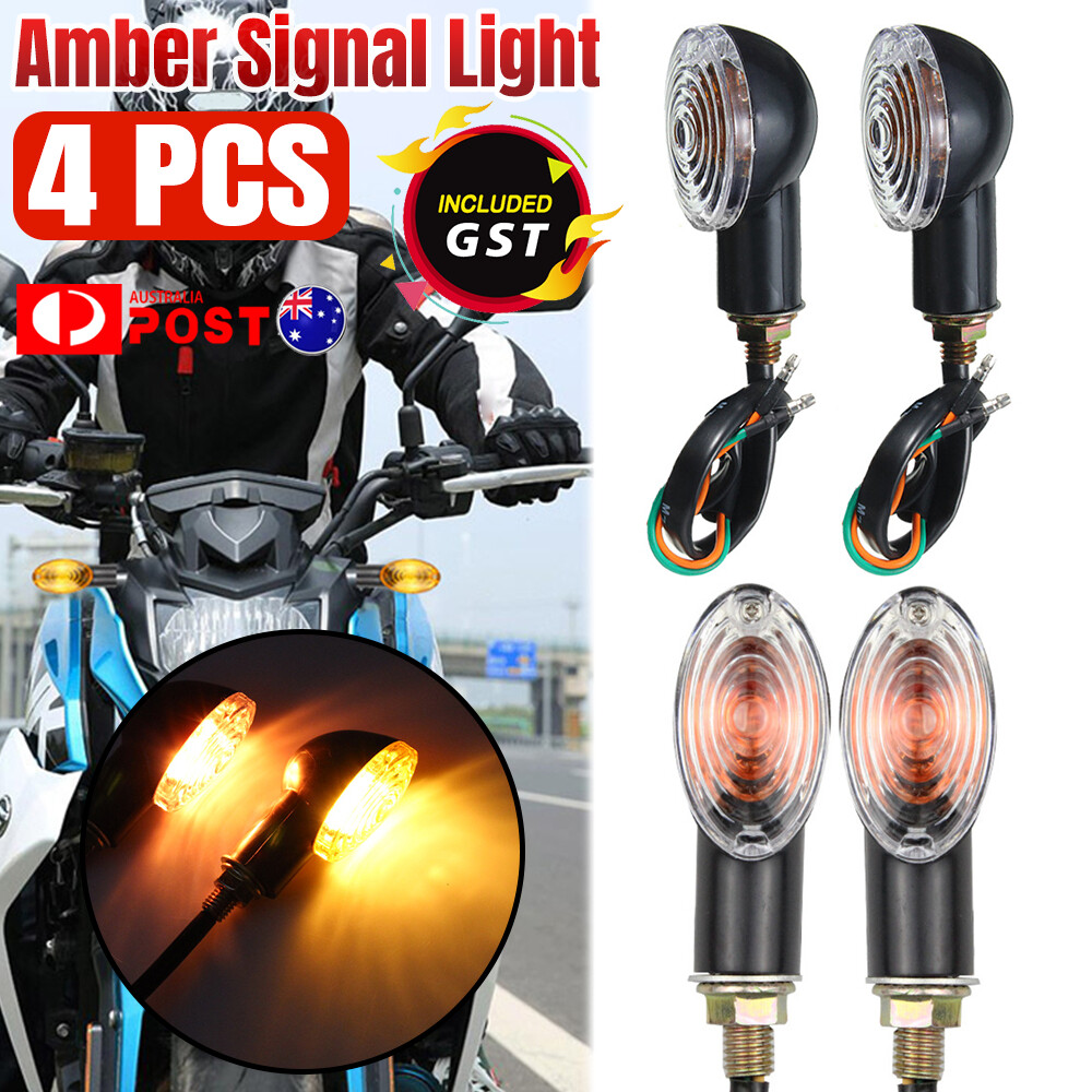 4X NEW Motorcycle Indicators Amber LED Turn Signal Light Universal Blinkers Lamp