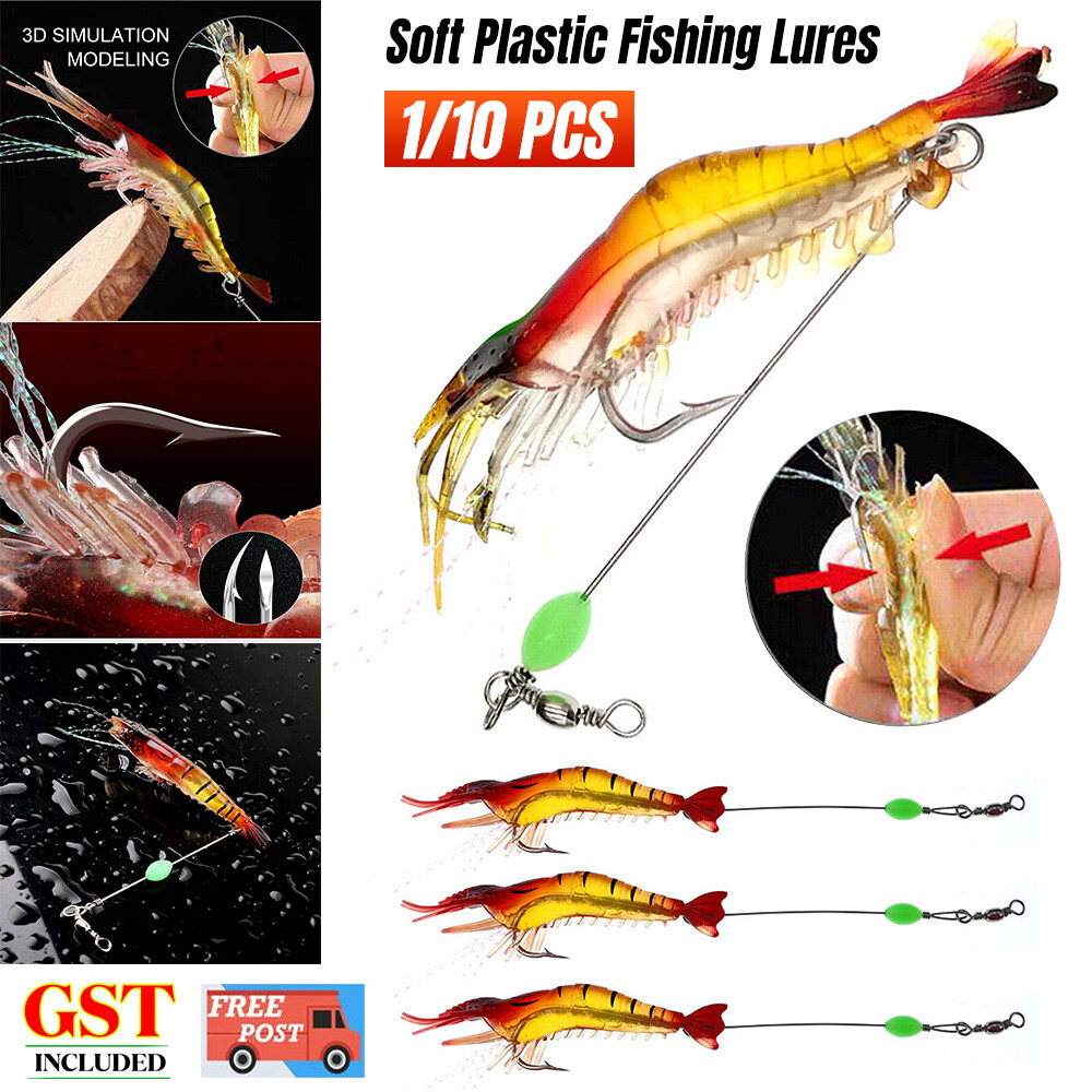 Soft Plastic Fishing Lures Tackle Prawn Shrimp Flathead Bream Cod Bass Lure
