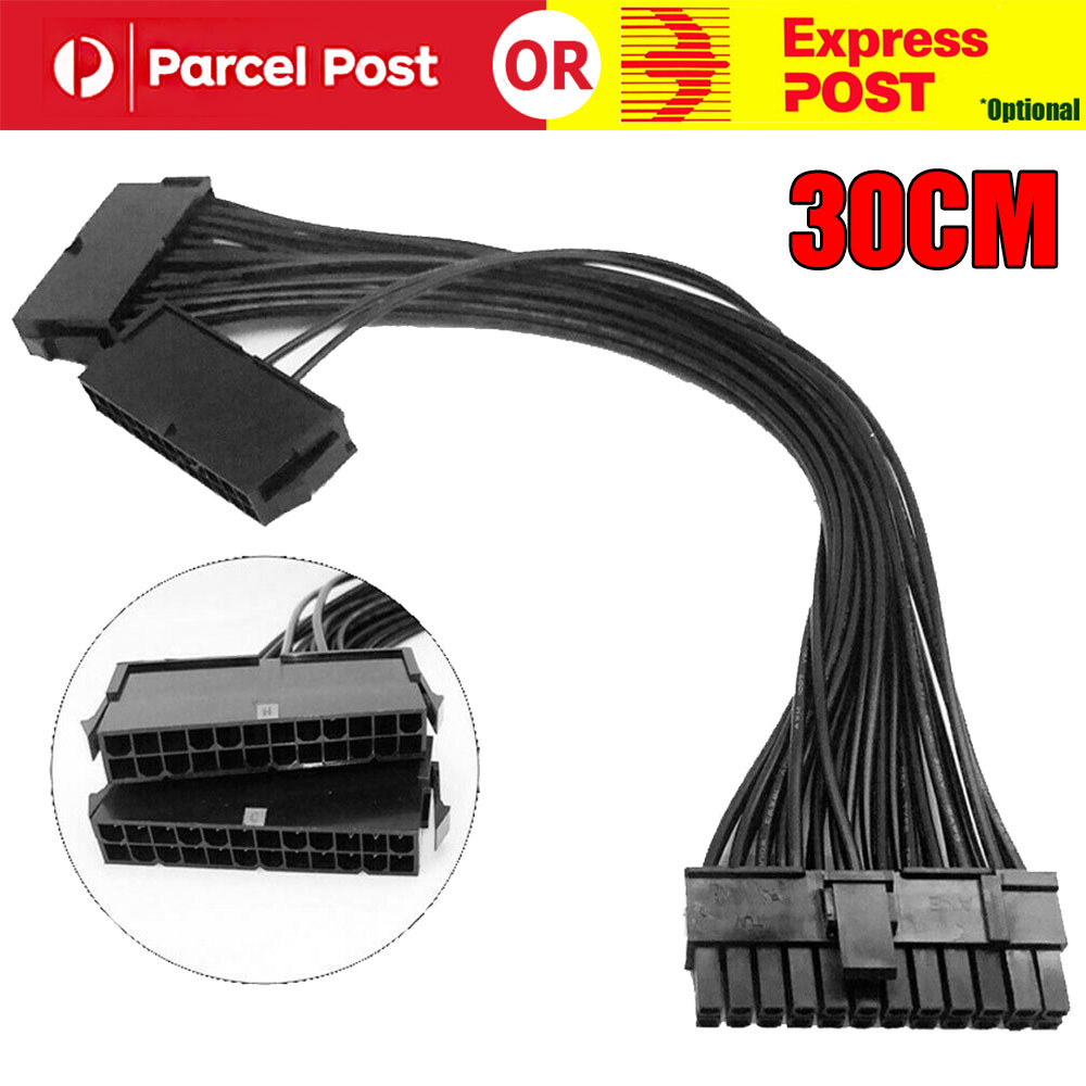 PSU 24Pin 20+4 Male To Female ATX Mainboard Motherboard Adapter Power Cable Dual