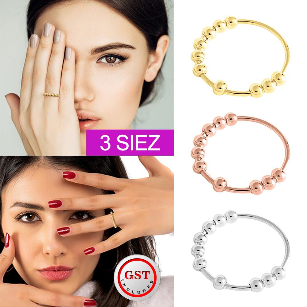 Rotatable Women Beaded Finger Rings For Anti-stress Anxiety Ring 2022