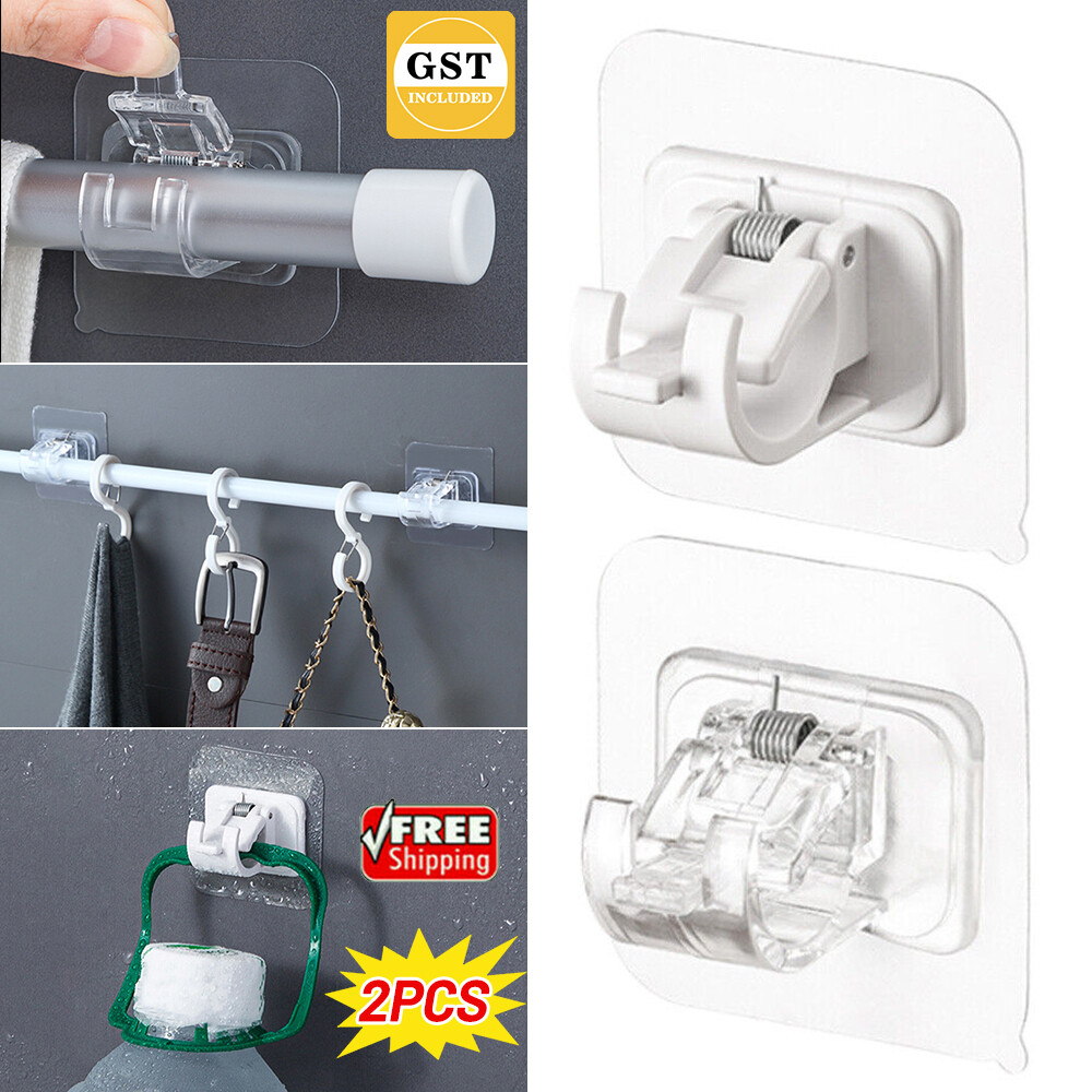Nail-free Adjustable Curtain Pole Wall Bracket Self-adhesive Rod Holder