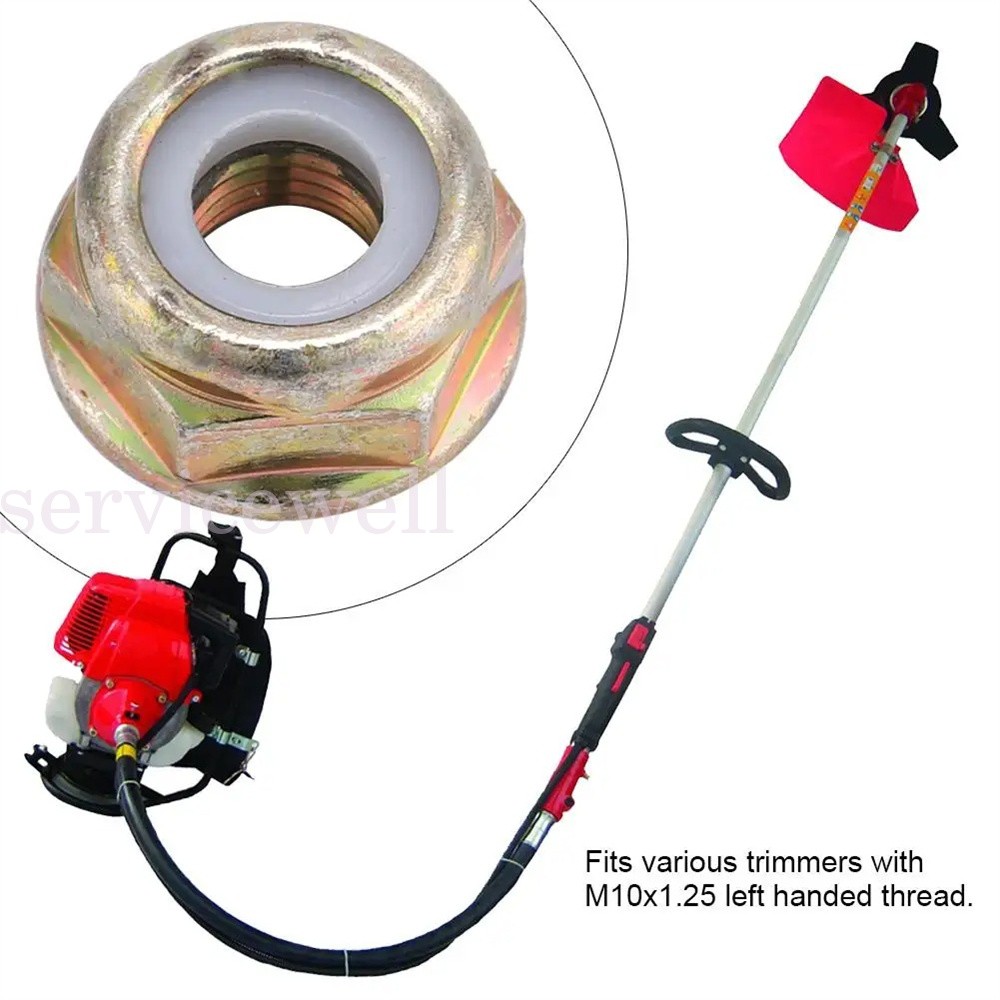 5Pcs M10x1.25 Left Hand Thread Locking Nut For Strimmer Brush Cutter Trimmer