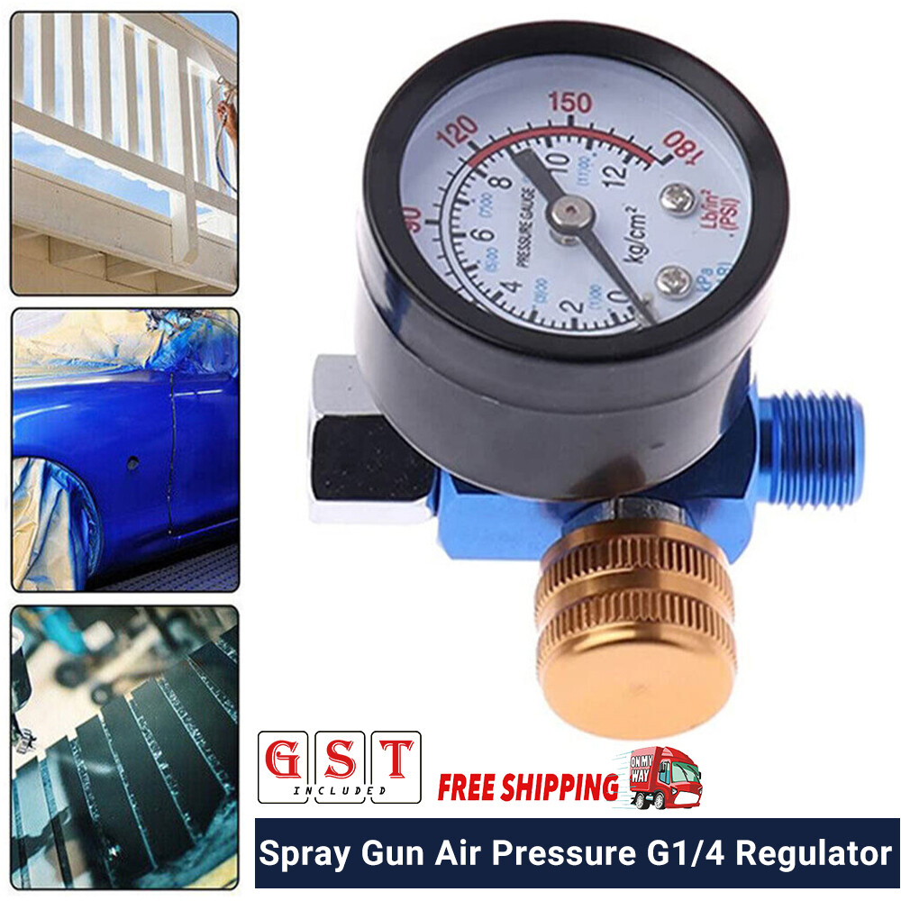 2x Spray Gun Air Pressure G1/4 Regulator Gauge Adjust forCarAuto Repair Painting