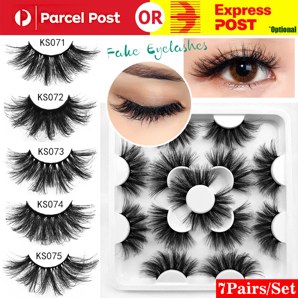 7Pairs Natural Fake Lashes Set 3D Mixed Layered Long Soft False Eyelashes Makeup