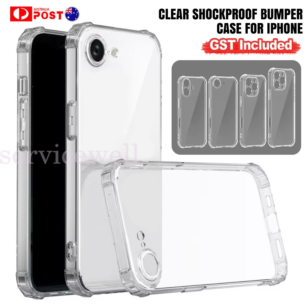 Heavy Duty Shock Proof Case Transparent Protective Cover For iPhone 16e 16 Pro
