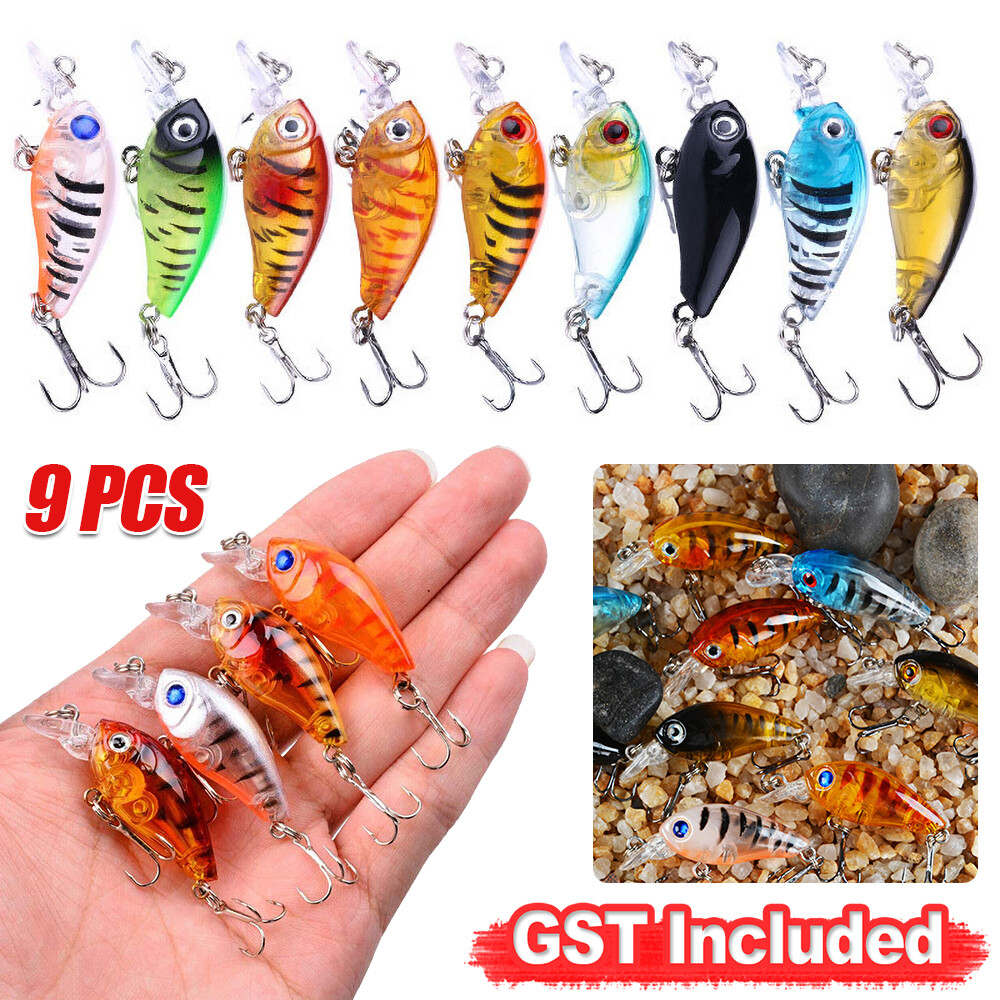 9PCS Fishing Lures For Bream Bass Trout Redfin Perch Cod Flathead Whiting Tackle