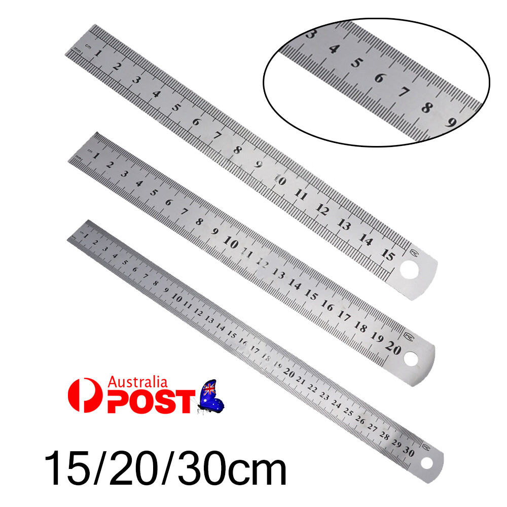 1X-5X 15cm 20cm 30cm DOUBLE SIDED STAINLESS STEEL METAL RULER RULE PRECISION OZ