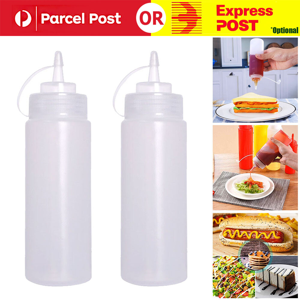 12PK PLASTIC SAUCE BOTTLE WHITE SQUEEZE BOTTLES 360ML CONDIMENT DISPENSER