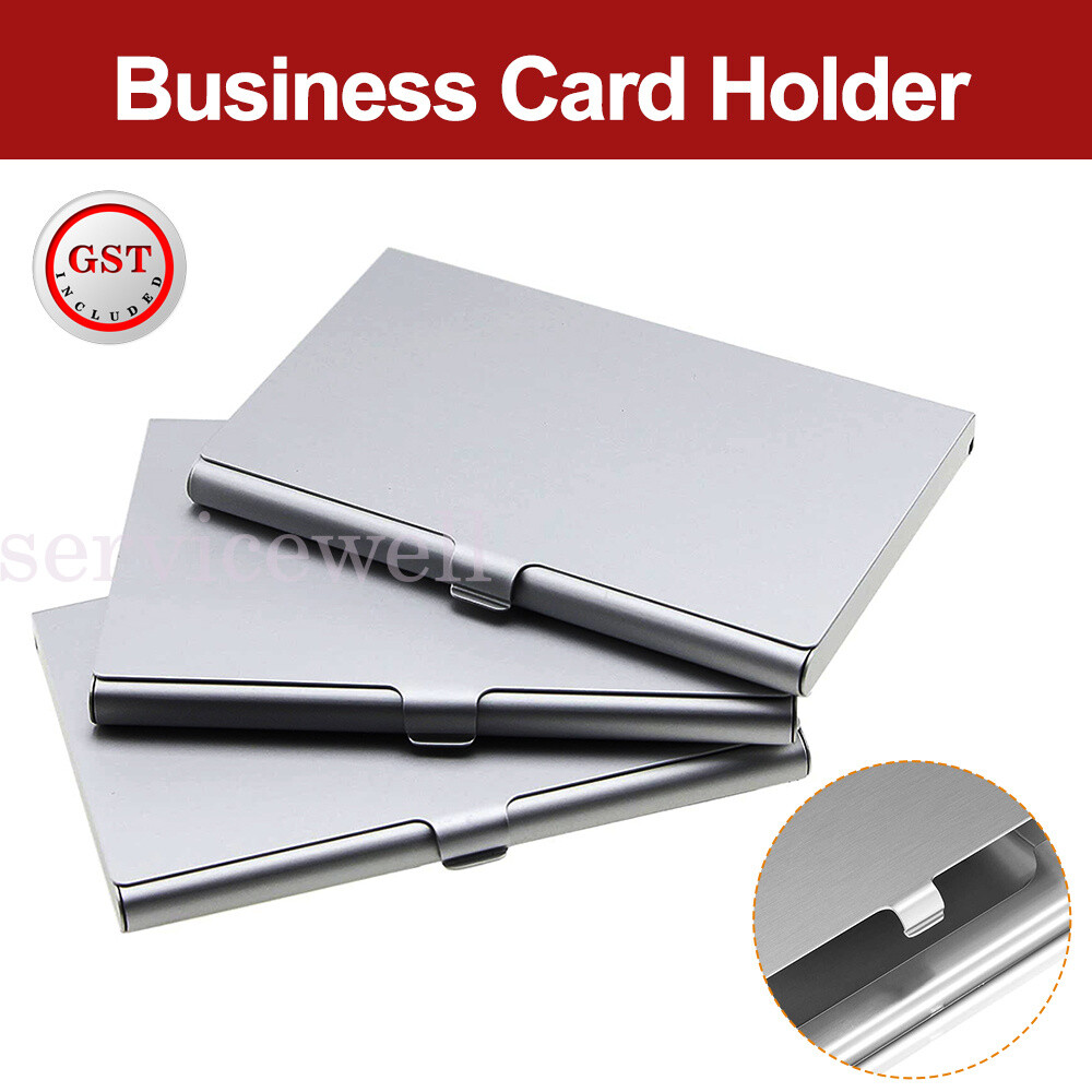 Business Card Holder Case Metal Cover ID Name Silver Stainless Steel Credit