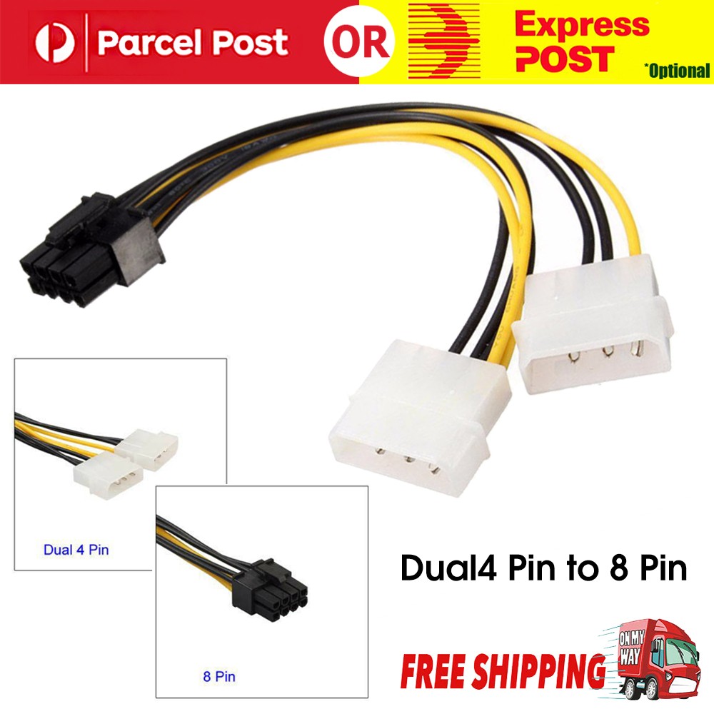 1pcs Dual Molex 4 Pin to 8 Pin PCI-E Video Cable