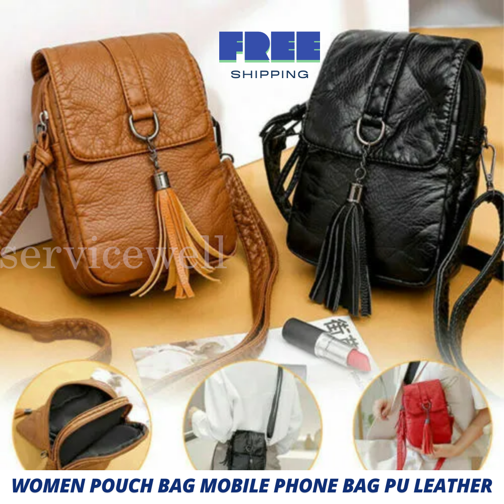 Women Pouch Bag Mobile Phone Bag PU Leather Crossbody Purse Wallet Shoulder Bag