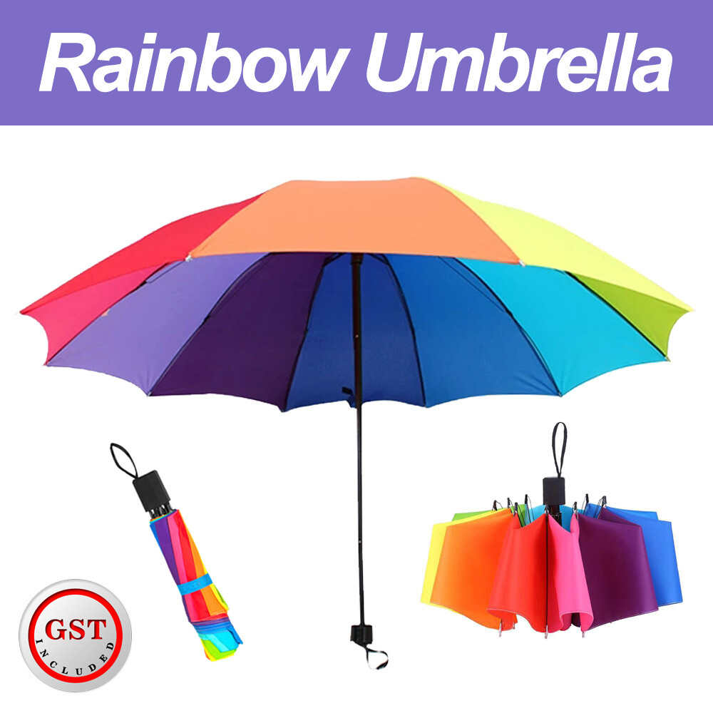 1PC Rainbow Compact Rainproof Three-folding Classic Umbrella Unisex Manual Tools