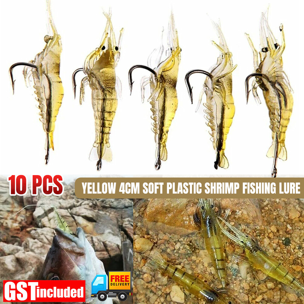 Soft Plastic Bass Yabbie Prawn Shrimp Fishing Lure Jig Heads Bream Natural