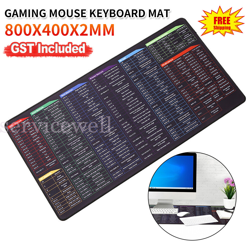 Shortcut Super Large Anti-Slip Keyboard Pad, Non Slip Lock Computer Mousepad