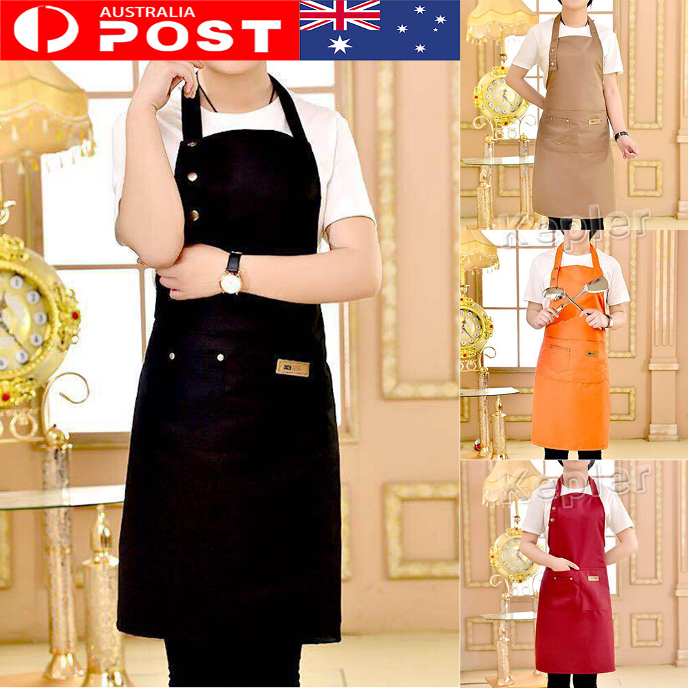 Canvas Pocket Apron Adjustable Baking Chefs Kitchen Coffee Cooking BBQ