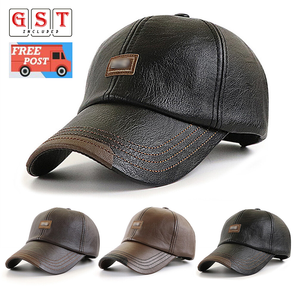 Warm Casual Winter Leather Baseball Cap Peaked Hat Sports Hat Outing Cap