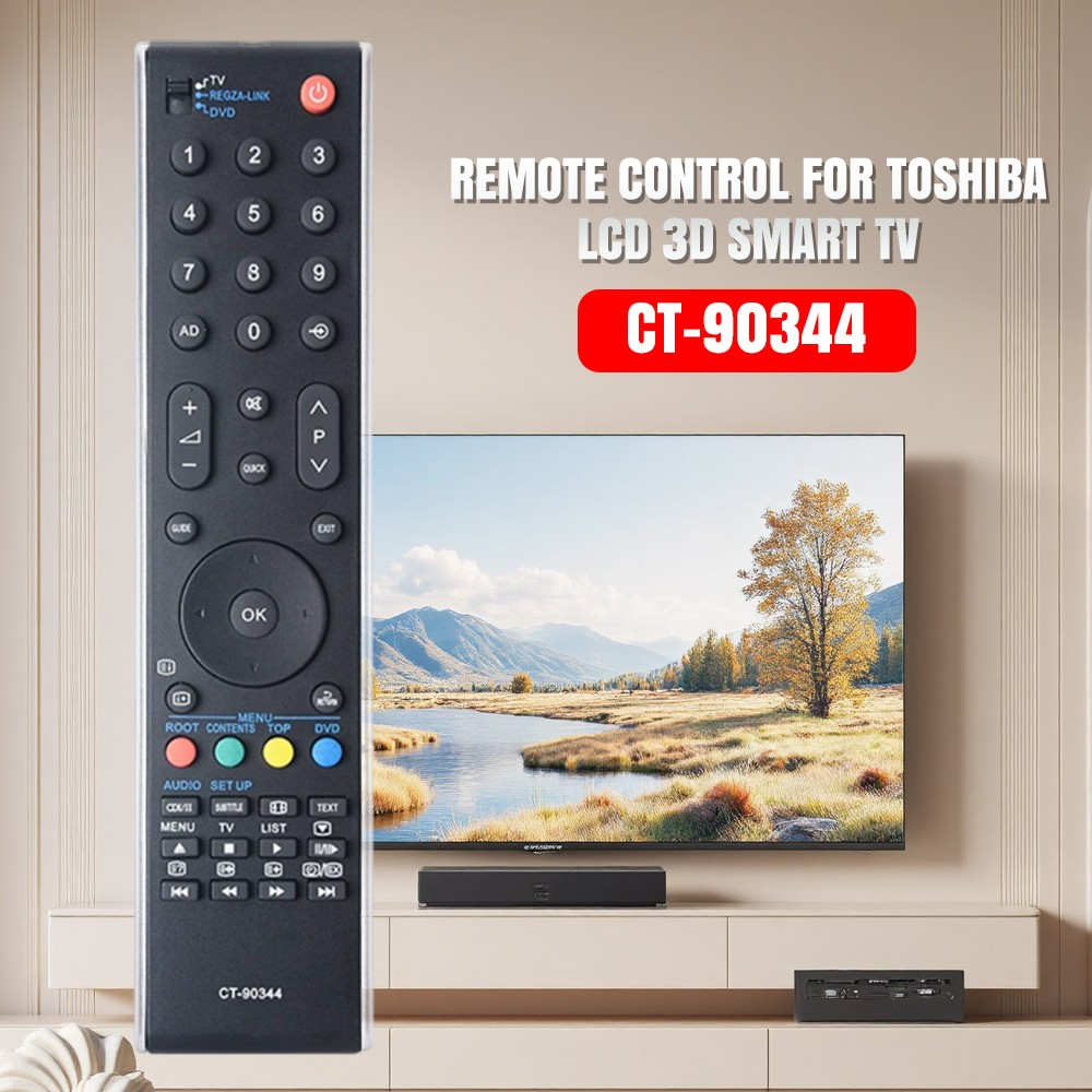 CT-90344 FOR TOSHIBA TV REPLACEMENT REMOTE CONTROL CT90344 LCD 3D SMART TV NEW