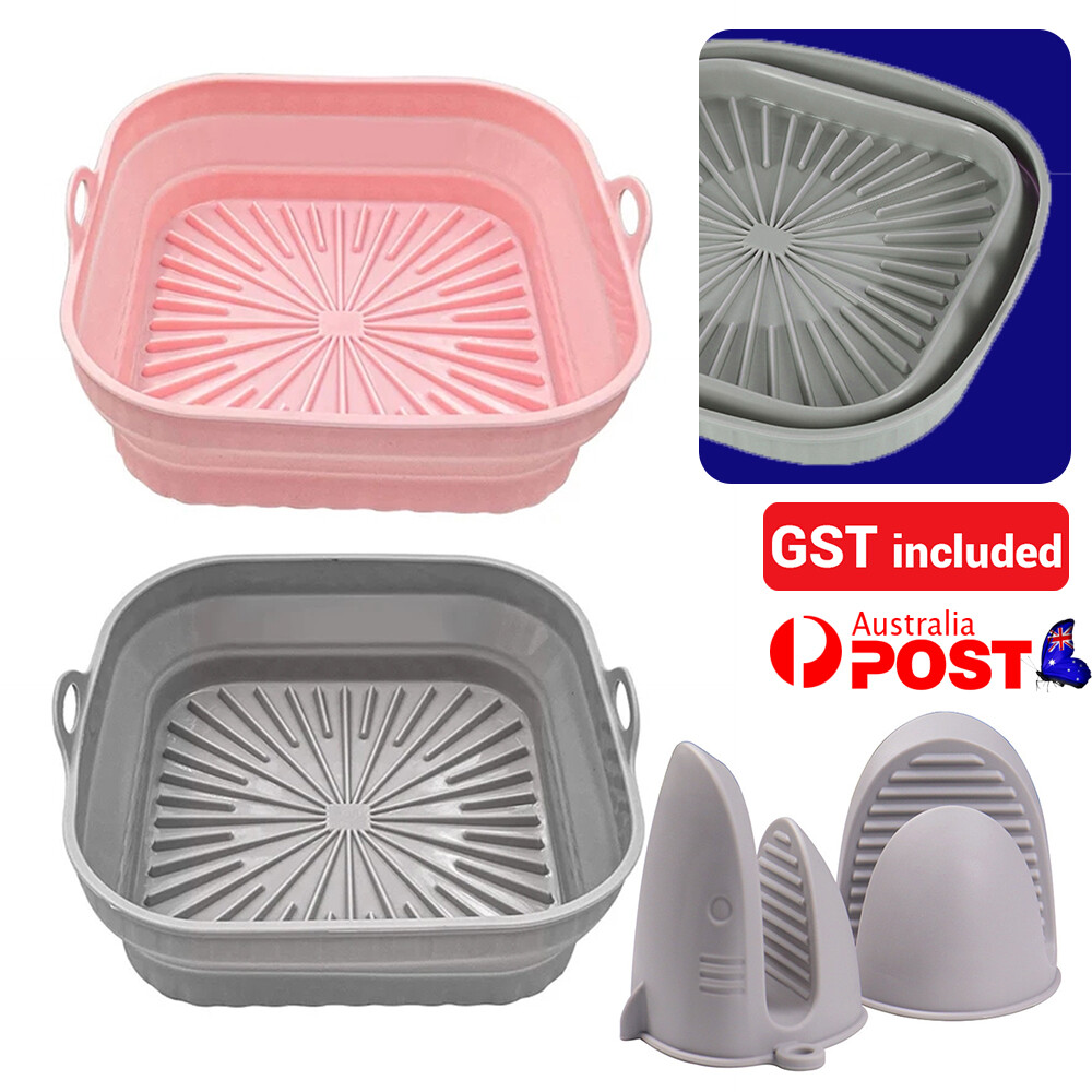 Air Fryer Silicone Baking Tray Collapsible Pot Reusable Liner 8Inch Basket