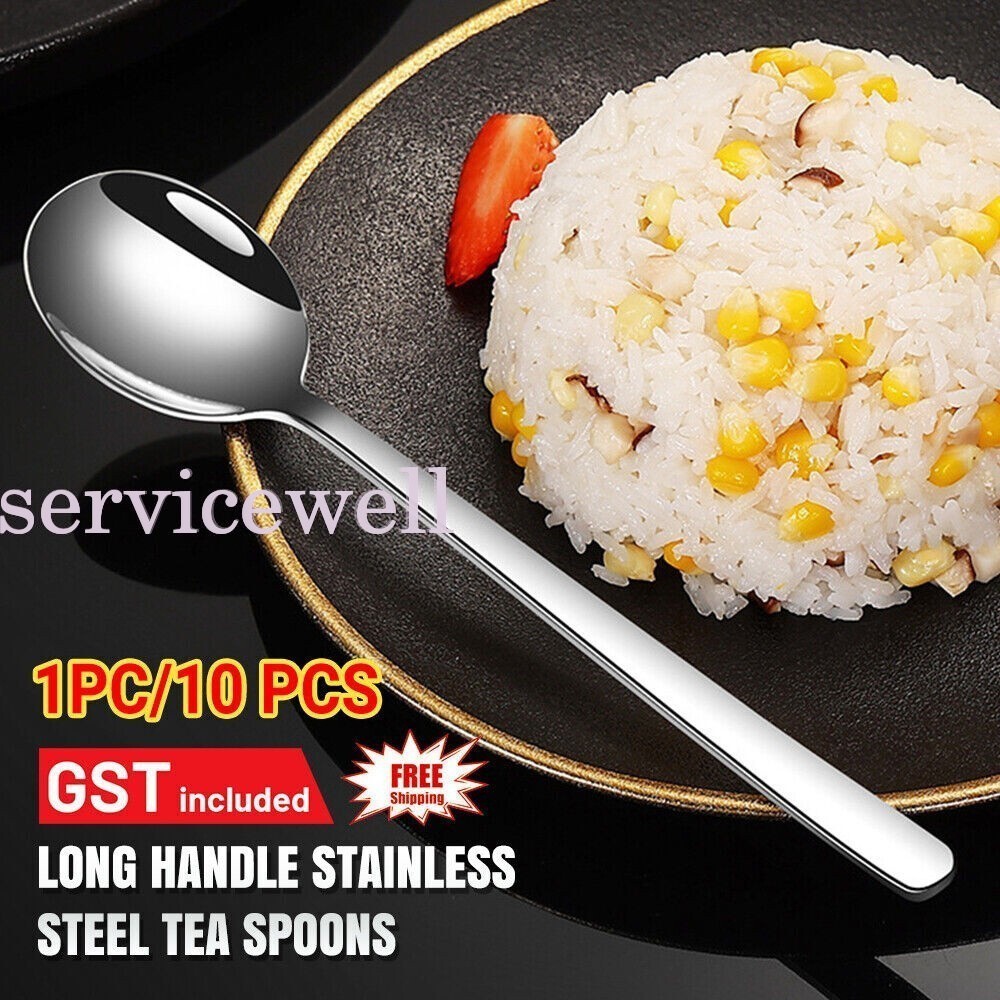 Stainless Steel Tea Spoons Long Handle Latte Ice Cream Sundae Coffee Spoon