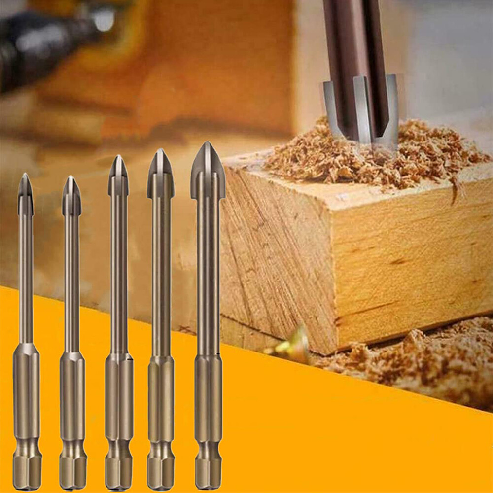 5pcs Drilling Tool Cemented Carbide Cross Triangle Drill Bit Set Multifunctional