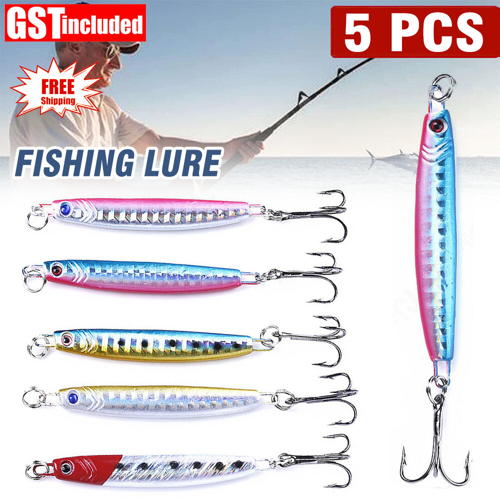 5PCS Fishing Lure Slugs Tackle Metal Slice Spoon Spinner Mackerel Tailor Lures