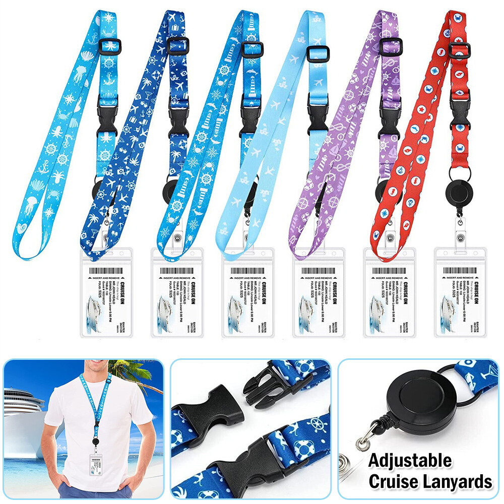 Adjustable Cruise Lanyards with Waterproof ID Badge Reel Holder Key Cards