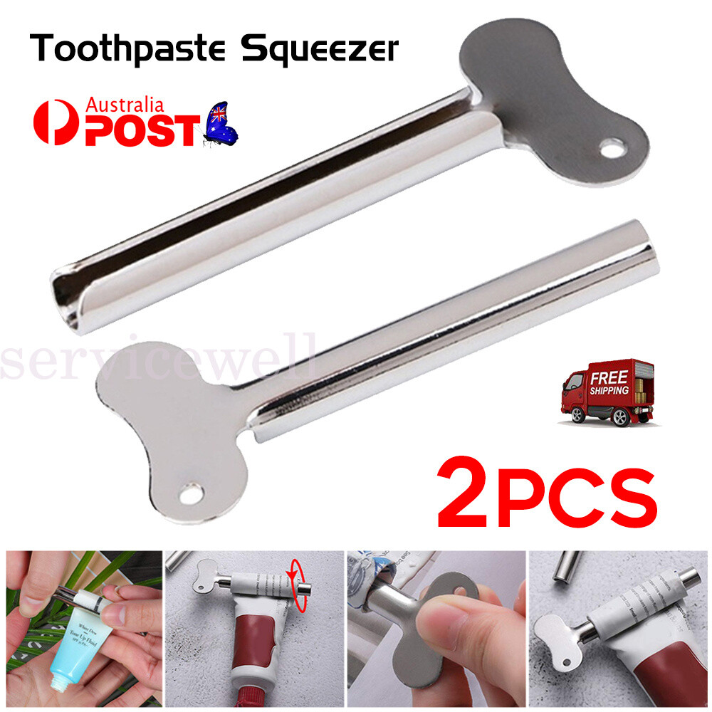 2pcs Stainless Steel Toothpaste Tube Squeezer Easy Key Dispenser Rolling Holder