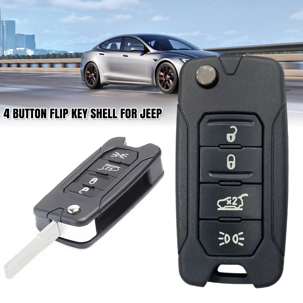 4 button flip key Shell case for Jeep Renegade remote fob 2014 - 2021