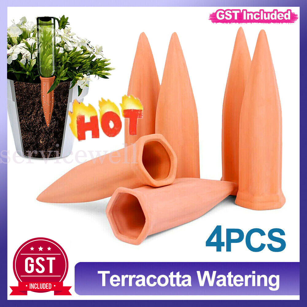 4X Automatic Plant Self Watering Spikes Water Drip Irrigation System Terracotta