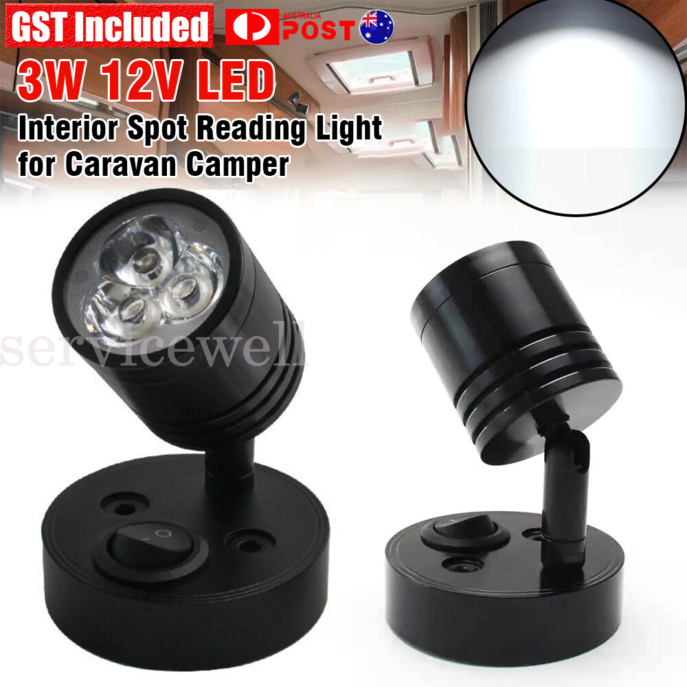 12V LED Interior Spot Reading Light White Camper With Switch Boat Caravan Lamp