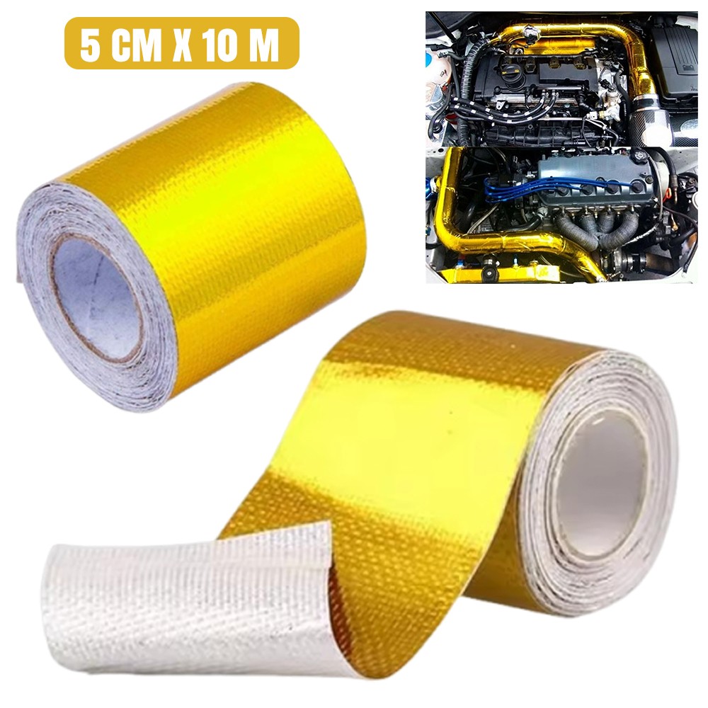 50mm X 10M Gold Roll Adhesive Reflective High Temperature Heat Shield Wrap Tape